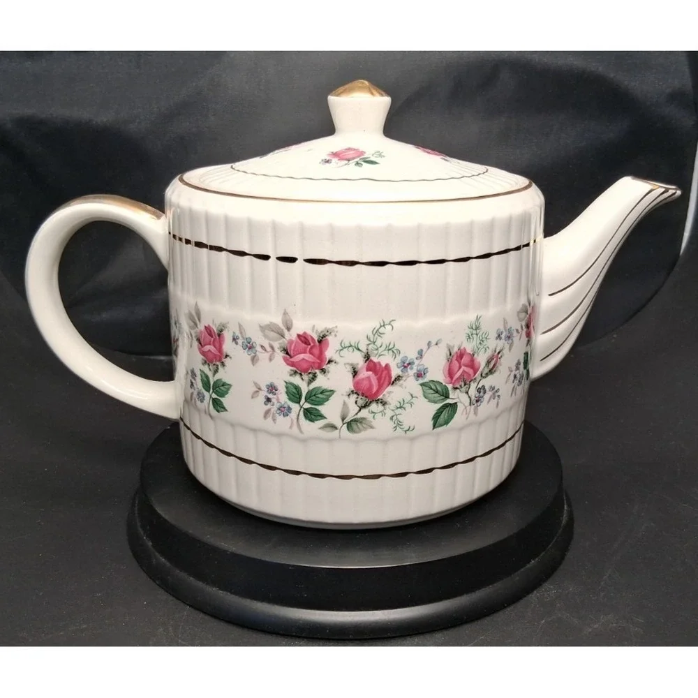 Vintage Ellgreave Wood & Sons Teapot with Rose Bud Design